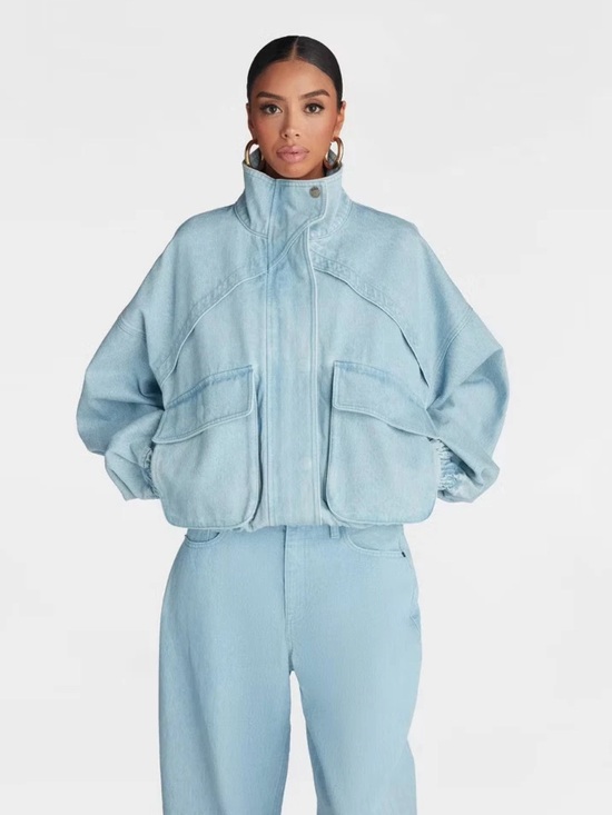 KBB Jackets & Blazers - KBB by KAHLANA Women's 'The Denim Bomber Jacket' - Medium Wash - M or L